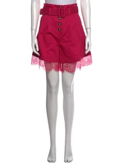 Pre-owned Self-portrait Lace Pattern Mini Shorts In Pink