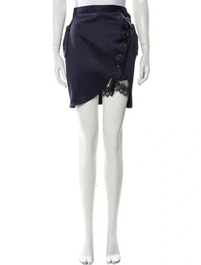 Pre-owned Self-portrait Lace Pattern Mini Skirt In Blue