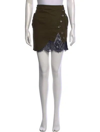 Pre-owned Self-portrait Lace Pattern Mini Skirt In Green