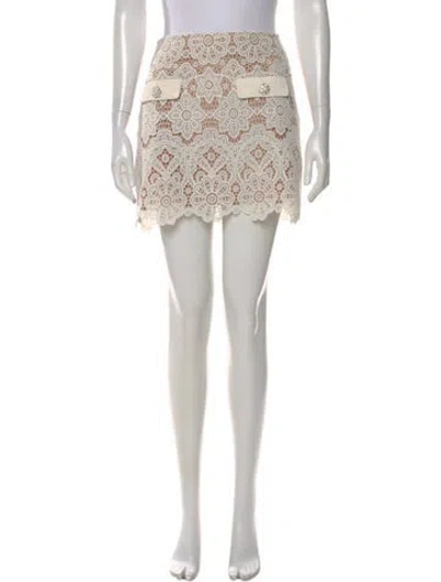 Pre-owned Self-portrait Lace Pattern Mini Skirt In Neutral