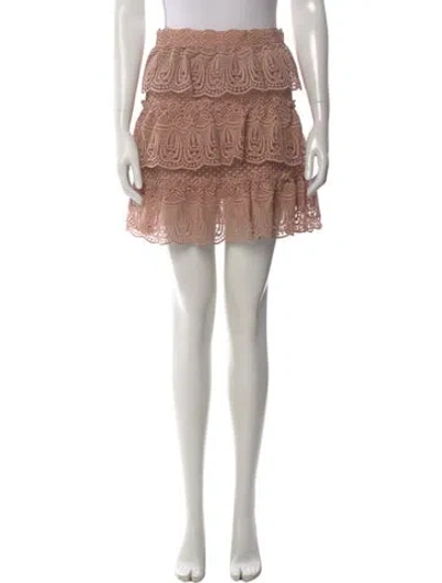 Pre-owned Self-portrait Lace Pattern Mini Skirt In Neutral