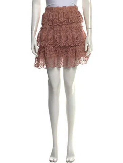 Pre-owned Self-portrait Lace Pattern Mini Skirt In Neutrals
