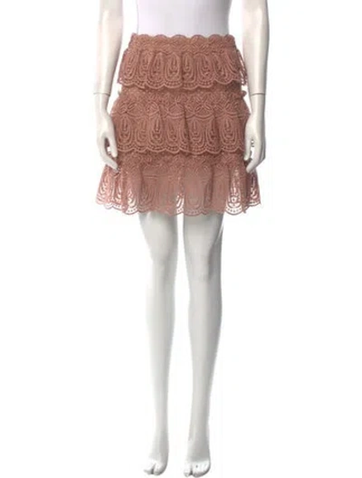 Pre-owned Self-portrait Lace Pattern Mini Skirt In Pink