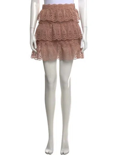 Pre-owned Self-portrait Lace Pattern Mini Skirt In Pink