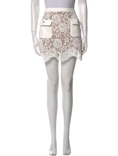 Pre-owned Self-portrait Lace Pattern Mini Skirt W/ Tags In White