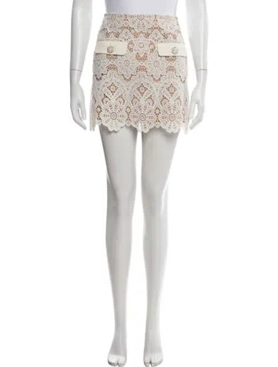 Pre-owned Self-portrait Lace Pattern Mini Skirt In White