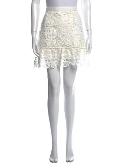 Pre-owned Self-portrait Lace Pattern Mini Skirt In White