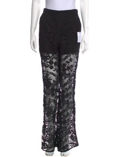Pre-owned Self-portrait Lace Pattern Wide Leg Pants In Black