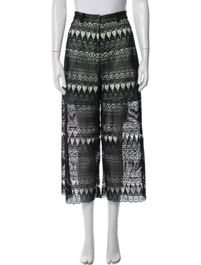 Pre-owned Self-portrait Lace Pattern Wide Leg Pants In Black/blue