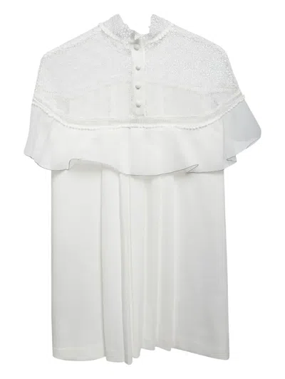 Pre-owned Self-portrait Lace Ruffled Mini Dress In White