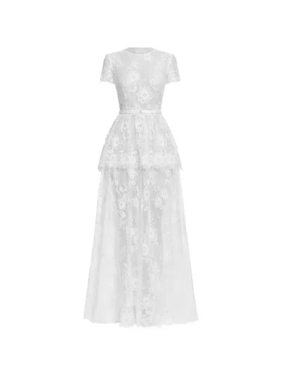 Self-portrait Lace Tiered Maxi Dress In White