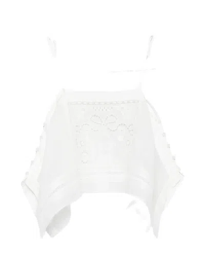 Self-portrait Lace Tie-strap Top In White