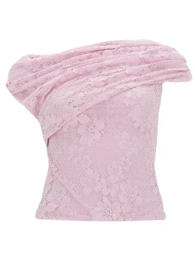Self-portrait Lace Top In Pink