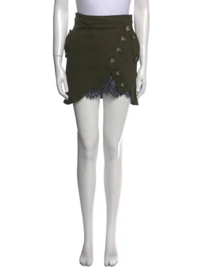 Pre-owned Self-portrait Lace Trim Embellishment Mini Skirt In Green