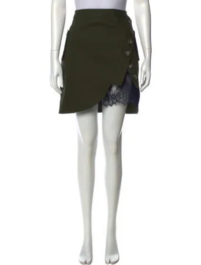 Pre-owned Self-portrait Lace Trim Embellishment Mini Skirt In Green