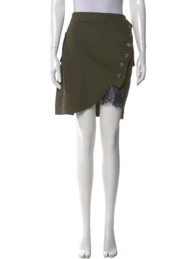 Pre-owned Self-portrait Lace Trim Embellishment Mini Skirt In Green