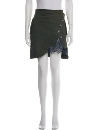 Pre-owned Self-portrait Lace Trim Embellishment Mini Skirt In Green