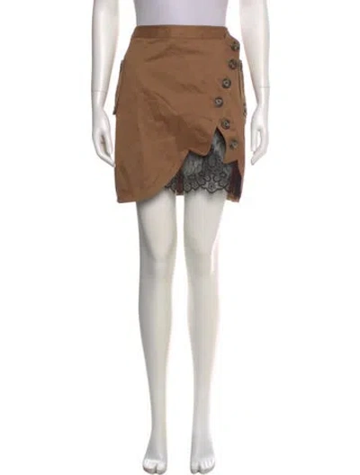 Pre-owned Self-portrait Lace Trim Embellishment Mini Skirt In Neutral