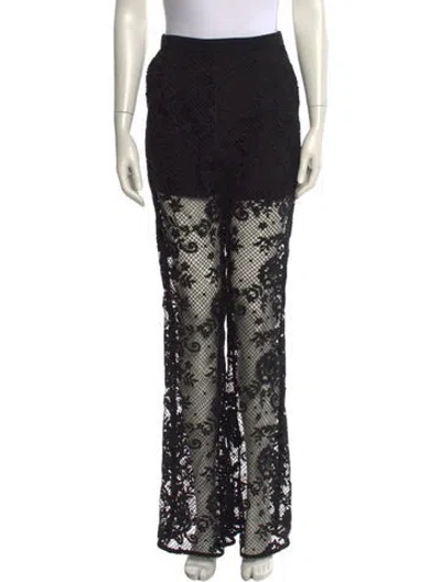 Pre-owned Self-portrait Lace Wide Leg Pants In Black