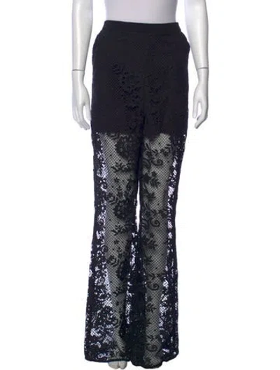 Pre-owned Self-portrait Lace Wide Leg Pants In Black