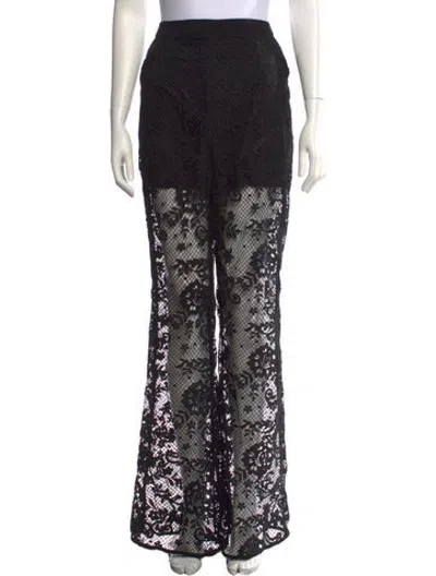 Pre-owned Self-portrait Lace Wide Leg Pants W/ Tags In Black