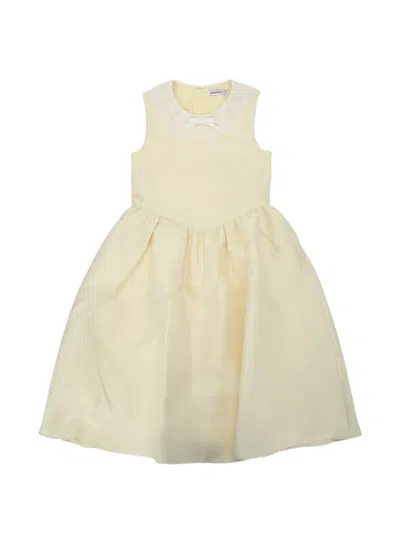 Self-portrait Kids' Lace-collar Taffeta Midi Dress In Yellow