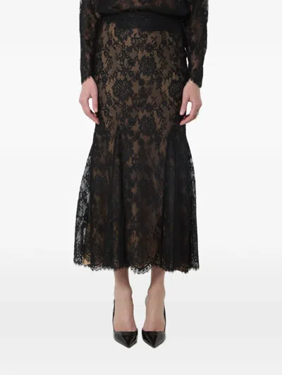 Self-portrait Lace Midi Skirt Mermaid Silhouette Slim Fit In Black