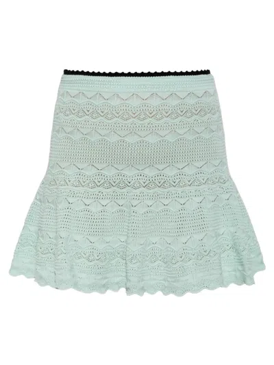 Self-portrait Lace-effect Mini Skirt In Green