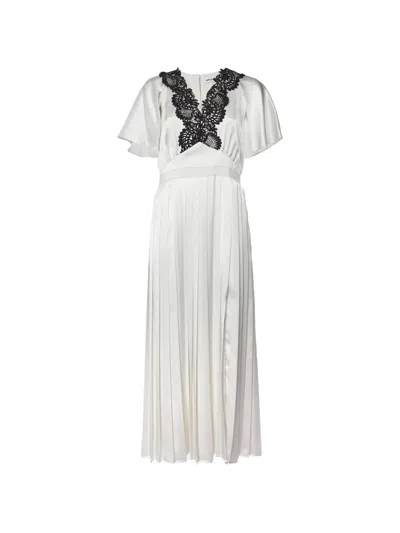 Pre-owned Self-portrait Lace-trim Maxi Dress In White