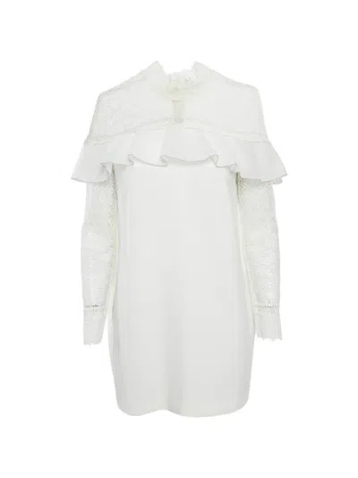 Pre-owned Self-portrait Lace-trim Mini Dress In White