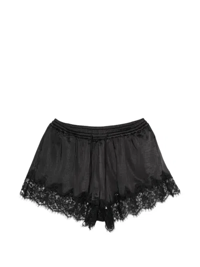 Self-portrait Lace-trim Shorts In Black