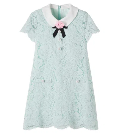 Self-portrait Lace-trimmed Dress In Green