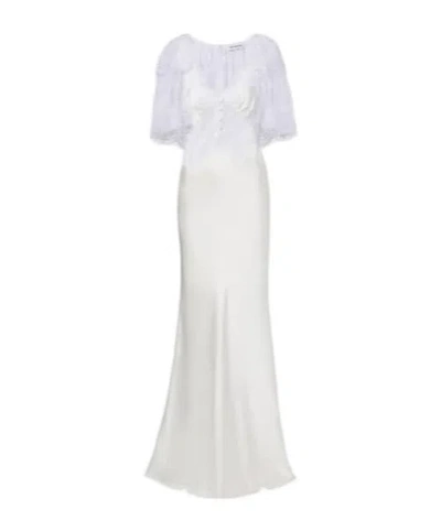 Self-portrait Lace-trimmed Satin Gown In White