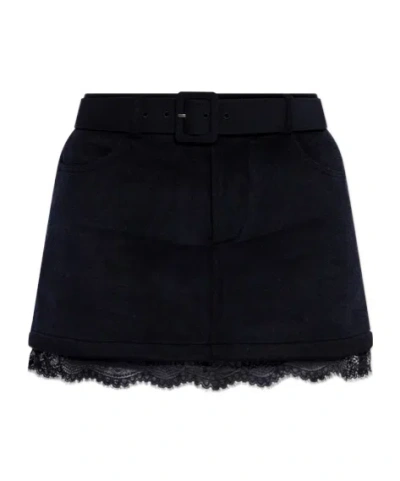 Self-portrait Lace-up Mini Skirt In Blue