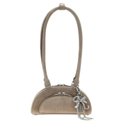 Pre-owned Self-portrait Lamb Leather Half-moon Shoulder Bag � Gray