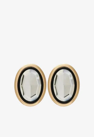 Self-portrait Large Crystal Oval Earrings In Black