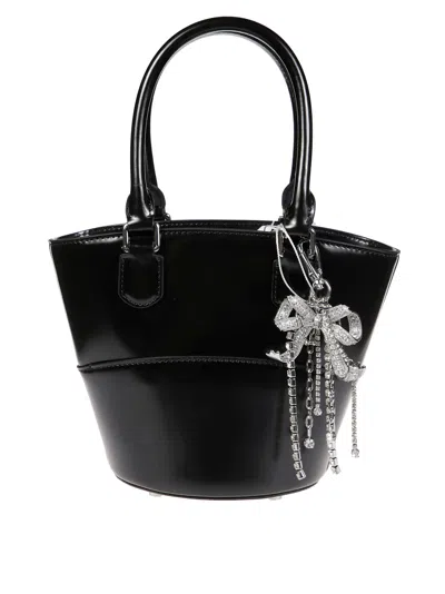 Self-portrait Leather Charm Tote In Black