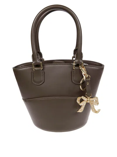 Self-portrait Leather Charm Tote In Marrone