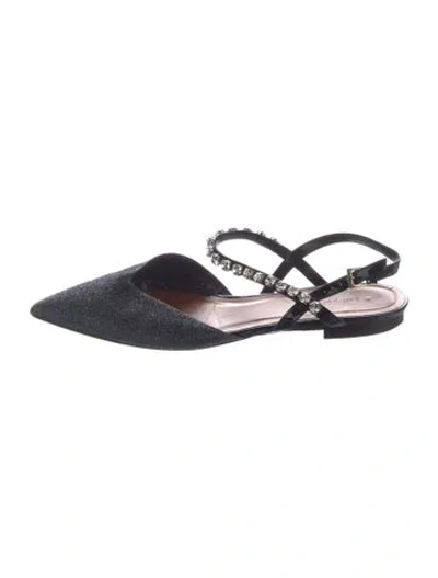 Pre-owned Self-portrait Leather Flats In Black