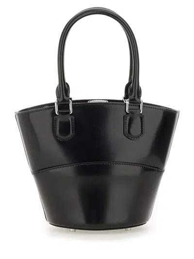 Self-portrait Leather Tote Bag With Charm In Black