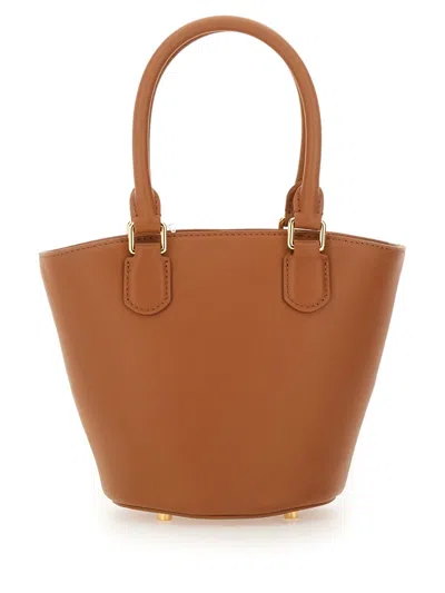 Self-portrait Leather With Charm Detail Tote Bag In Beige
