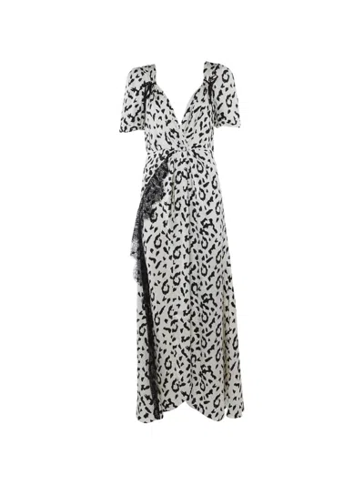 Pre-owned Self-portrait Leopard-print Twisted Dress In White