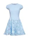 Self-portrait Womens Self Portrait Cap-sleeve Crepe And Lace Mini Dress In Blue
