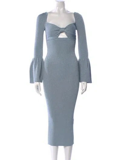 Pre-owned Self-portrait Light Blue Lurex Knit Midi Dress Long Dress