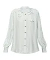 Self-portrait Light Blue Viscose Blouse In Blue
