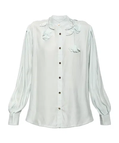 Self-portrait Light Blue Viscose Blouse