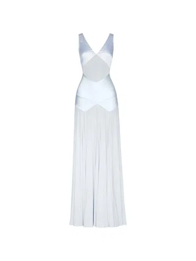 Self-portrait Light Blue Viscose Maxi Dress In Animal Print