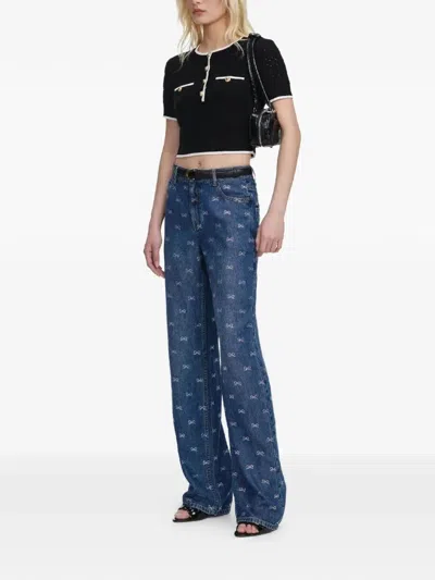 Self-portrait Lightweight Bow Embellished Jeans In Multi