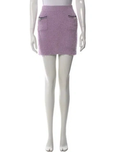 Pre-owned Self-portrait Lilac Fluffy Knit Skirt Mini Skirt In Purple