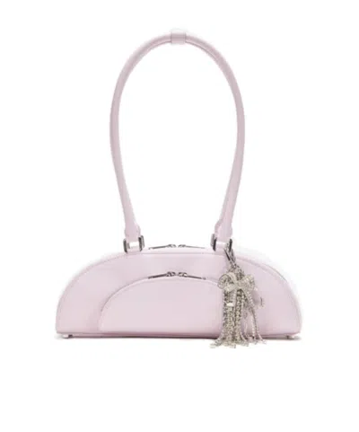 Self-portrait Lilac Leather Curved Charm Shoulder Bag In Pink